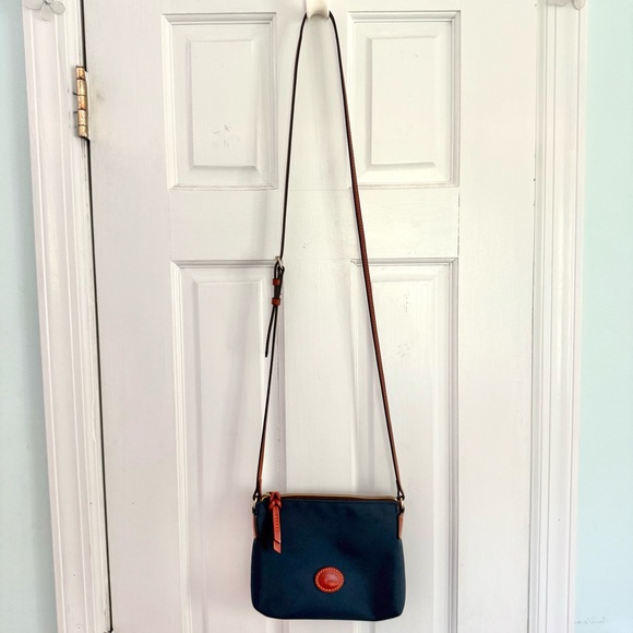 Dooney & Bourke Handbags - Dooney & Bourke Navy Nylon Crossbody Bag with Leather Trim